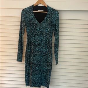 Peruvian Connection Black and Blue Mosaic Dress